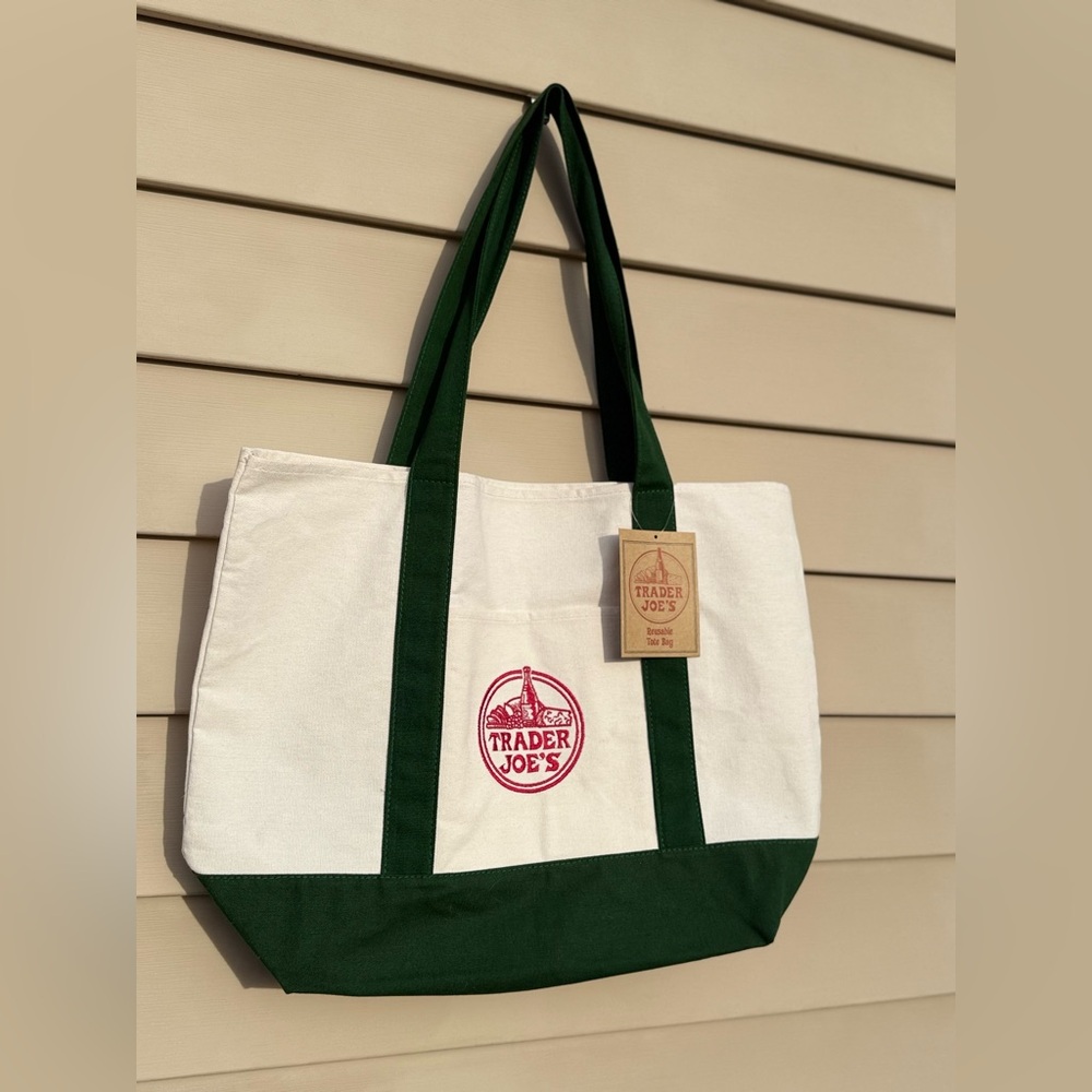 Large dark green Trader Joe’s tote bag 2025